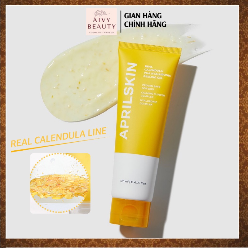 Gel Tẩy Da Chết  APRILSKIN Real Calendula PHA Hyaluronic Peeling Gel 120ml