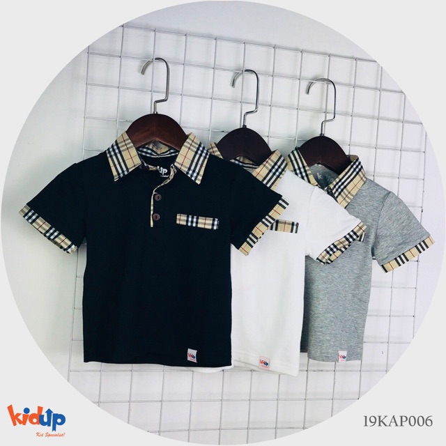 SALE SHOCK Áo polo phối kẻ cotton Kidup cao cấp