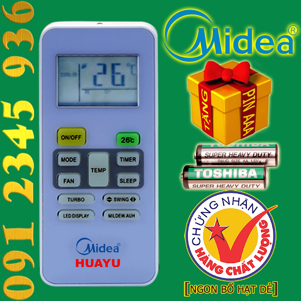 Điều khiển Midea "Đa Năng" HUAYU + "HÀNG ĐẸP" cho điều hòa