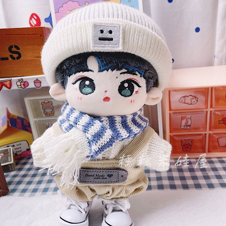 20cm centimeter baby clothes spot sky blue scarf curry straps cute sweater star cotton doll clothes fat body