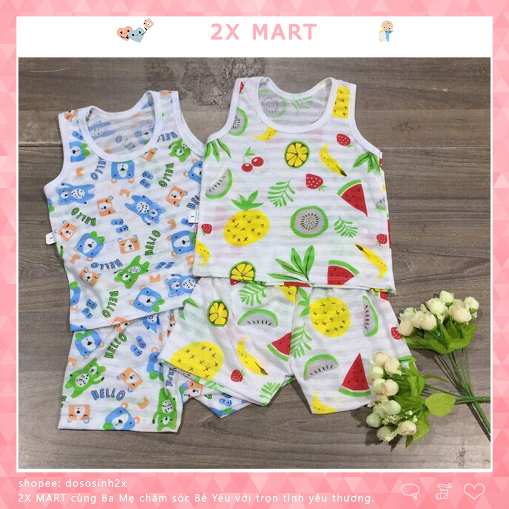 Bộ ba lỗ cho bé trai gái cotton giấy chất liệu thông hơi thoáng mát - 2X MART