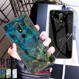 Nokia 7 Plus,7.1,7.1 Plus,X7,9,4.2,Nokai 1 Plus,Nokia X71 Marble Tempered Glass Case