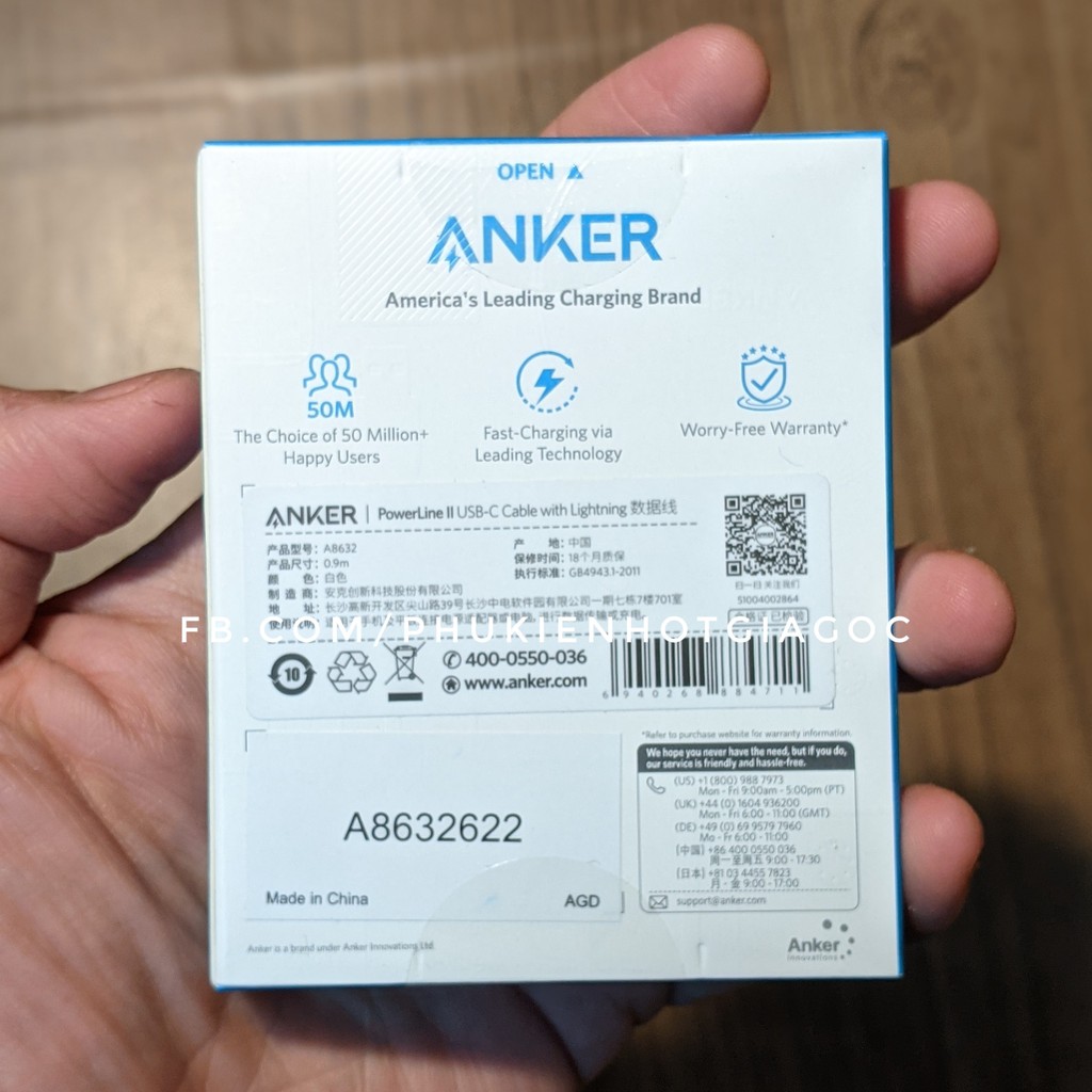 (Sẵn VN) Cáp sạc nhanh cao cấp Iphone ANKER hỗ trợ PD Lightning to USB-C dài 0.9m và 1.8m - Anker A8632 - Anker A8633