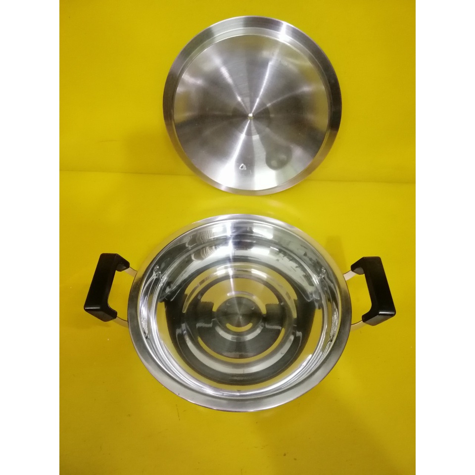 Nồi lẩu (chảo) inox nội địa Nhật, size 24cm, cao 6cm (mã 547), Dùng được bếp từ