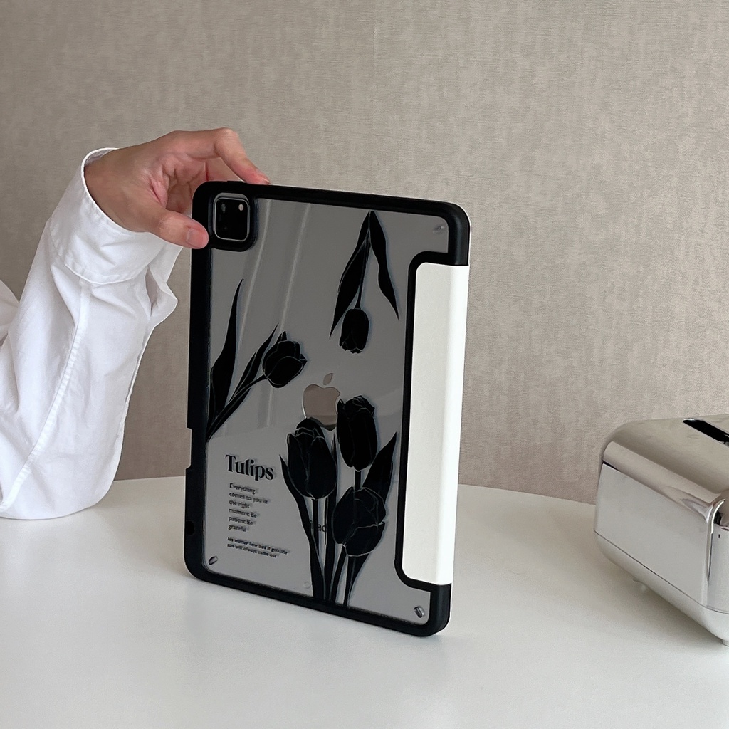 Ốp Máy Tính Bảng Silicon Nam Châm Hình Hoa Tulip Cho ipad 2019 10.2 air 4 10.9 9.7 Inch Pro 11 ipad 18 8th Generation 17