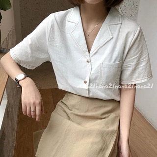 Sơ mi cổ vest chỉ nổi