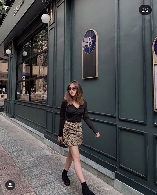 Áo crop top dài tay Heri Top màu đen Cesar freesize