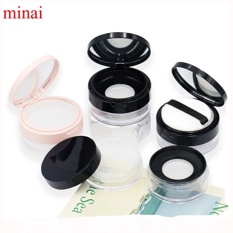Hộp rỗng đựng phấn phủ MINAI 20g kèm bông mút trang điểm tiện dụng