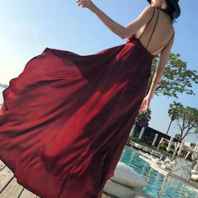 Váy maxi lụa đi biển dây mảnh quyến rũ sống ảo cực mê [HÀNG CÓ SẴN] | BigBuy360 - bigbuy360.vn