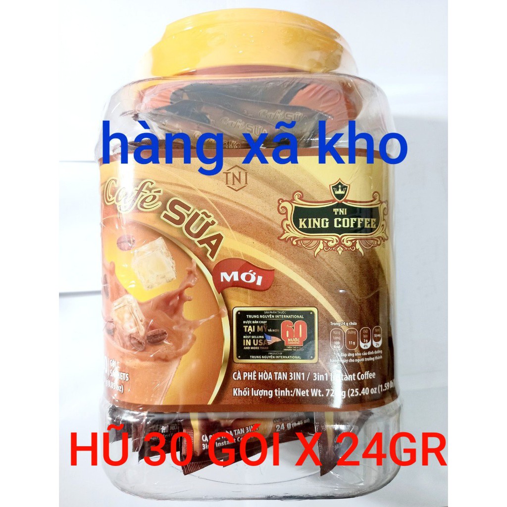 Combo 60 gói X 24g  king coffee cà phê 3in1 sữa hòa tan.hsd:6_2025