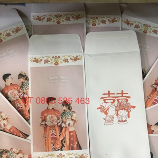 Phong bì chúc mừng đám cưới in hình cô dâu chú rể