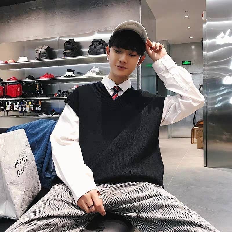 Áo gile trơn cổ v 4 mùa