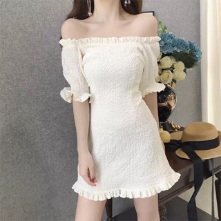 Váy trễ vai body nhún hàng cao cấp
