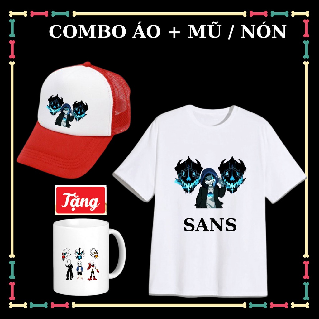 COMBO ÁO MŨ SANS UNDERTALE SIÊU NGẦU CHO BÉ TRAI ÁO BIỆT ĐỘI GANGSTER TẶNG LY SỨ SANS UNDERTALE