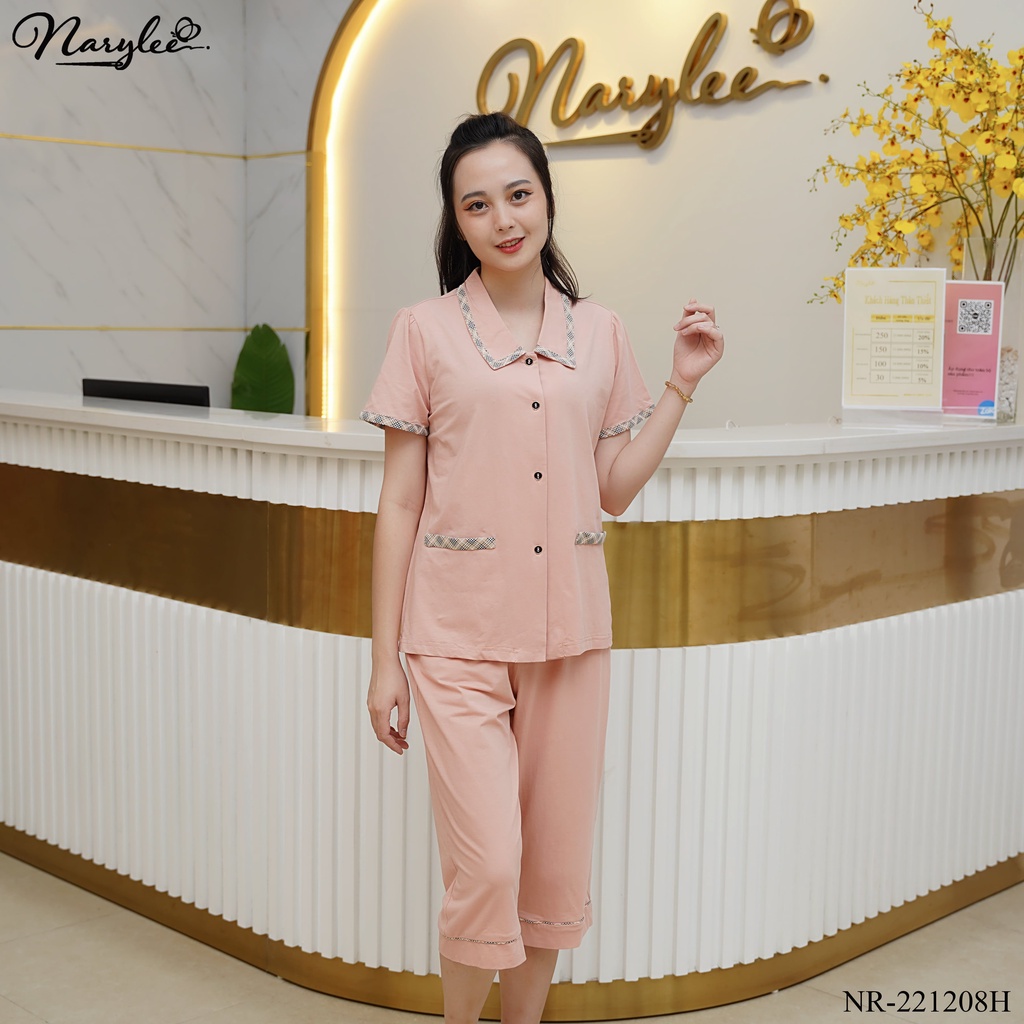 Đồ bộ pyjama mặc nhà nữ cao cấp thương hiệu Narylee chất cotton nhập khẩu mềm mịn chống tia UV kháng khuẩn mã NR221208