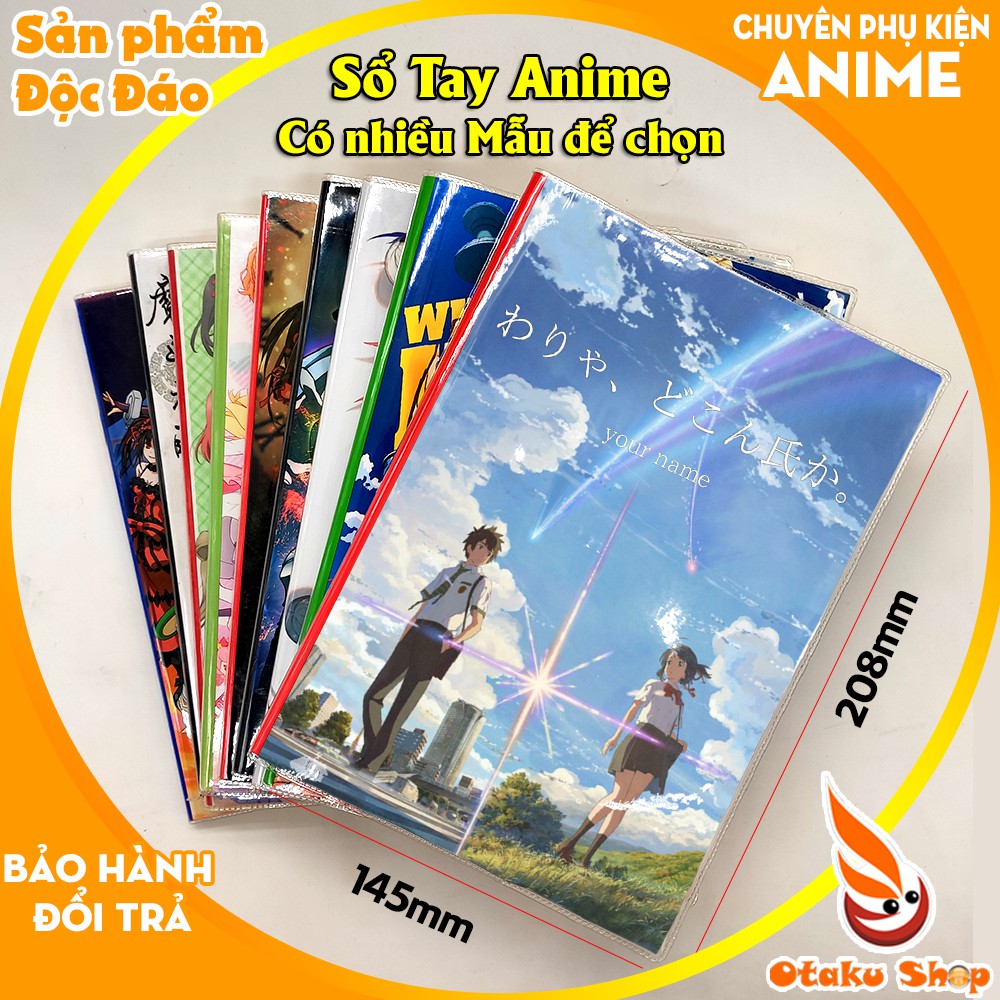 Sổ tay Anime Tenki no ko + Your name khổ A5 bìa in hình hoạt hình xinh xắn giấy dày có kẻ sọc 120 trang