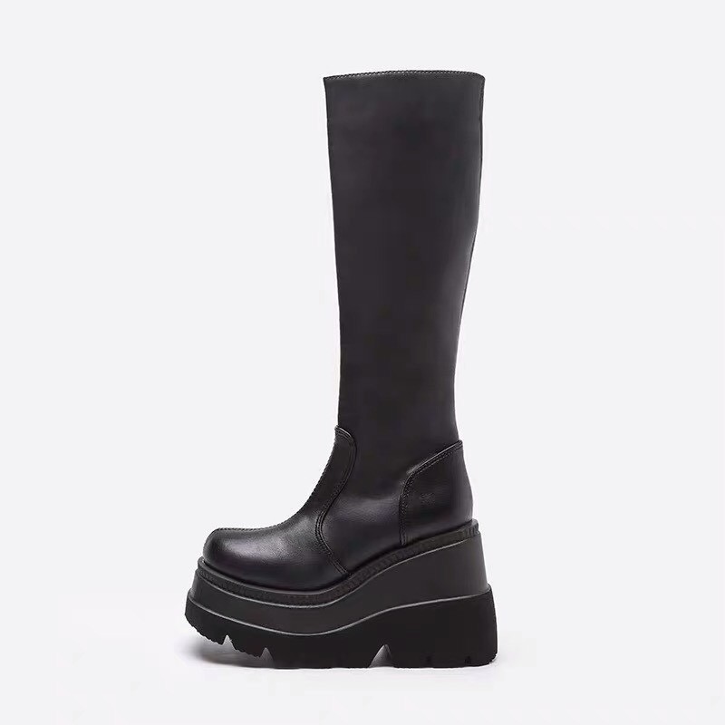 (FREESHIP) Bốt Da Cao Đến Đùi, BOOTS cổ cao đế bánh mì kéo khóa - Giày BOOT Phong Cách Punk Gothic Bốt Nữ Cao | WebRaoVat - webraovat.net.vn