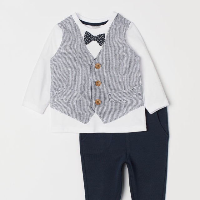 Set quần áo công tử dài tay HM H&M size 12-18m, 1.5-2, 2-3, 3-4y_hàng chính hãng Anh