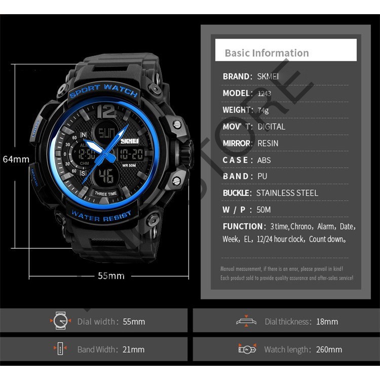 Đồng hồ nam thể thao SKMEI DH035 cao cấp 2 máy đa chức năng chống nước chống sốc -KING STORE | BigBuy360 - bigbuy360.vn