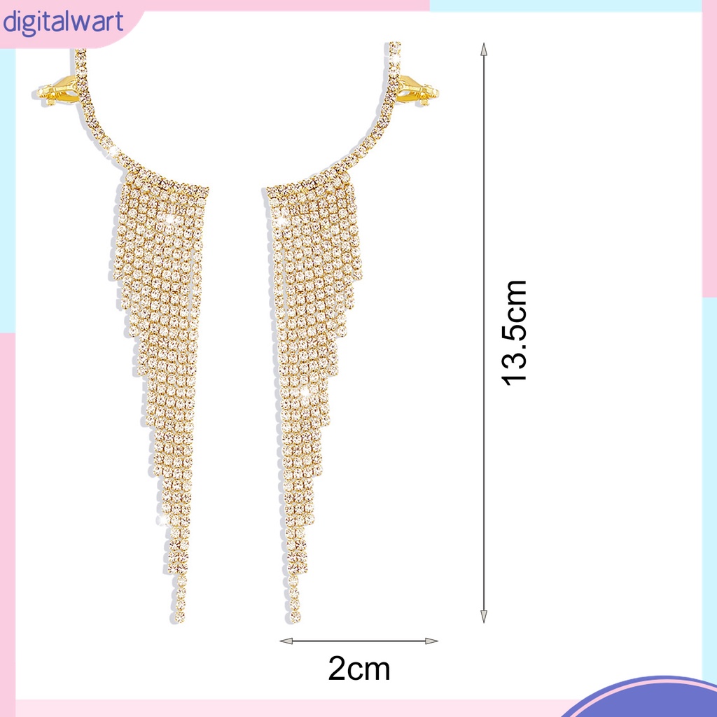 1 Đôi Bông Tai Dáng Dài Đính Đá Lấp Lánh Thời Trang Dự Tiệc