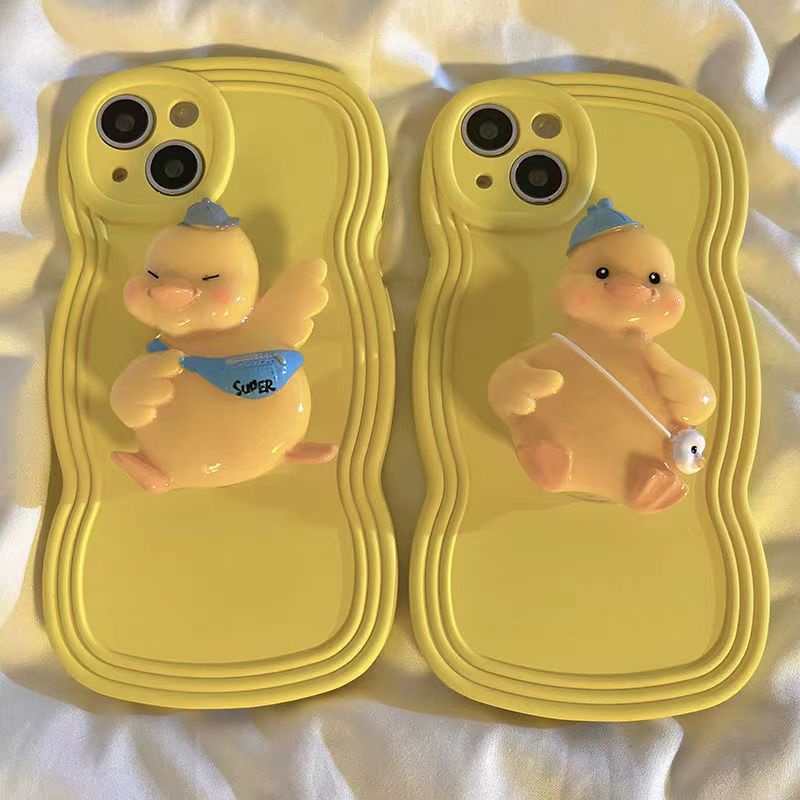 Ốp Điện Thoại Hình Chú Vịt Vàng Có Túi Khí Chống Sốc Cho IPhone 6 6S 7 8 Plus SE 2020 X XR XS Max 11 12 13 14 Pro Max