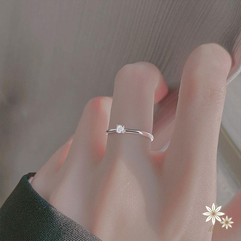 Nhẫn Hở Mạ Bạc 925 Đính Kim Cương Nhỏ Đơn Giản Sang Trọng Cho Cầu Hôn Cho Nữ