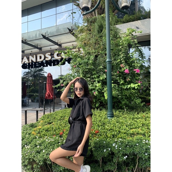 Set jumpsuit cổ bẻ kéo khoá (Ảnh thật) | BigBuy360 - bigbuy360.vn