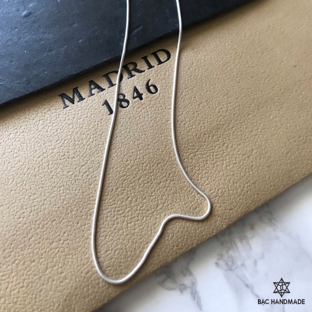 Dây chuyền nam Bạc Handmade.Vòng cổ mì trơn Bạc Handmade