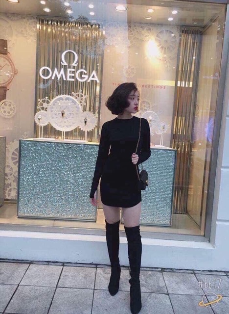 Siêu hót ⚡️⚡️váy body đầm body nữ vạt bầu xỏ ngón dài tay váy thun nữ ôm tôn dáng | BigBuy360 - bigbuy360.vn