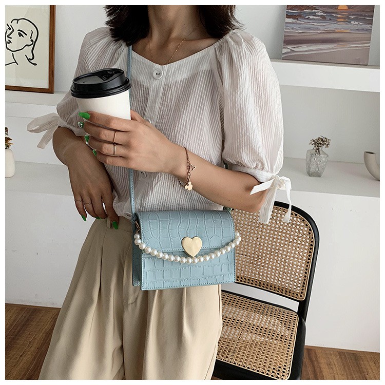 [HOT] Túi Xách Nữ Khóa Tim Quai Ngọc Vintage Phong Cách Hàn Quốc Đeo Chéo