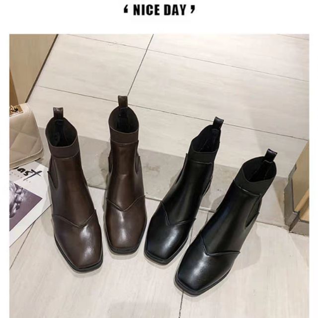 Order boots cao cổ mix vải chun dày hot nhất thi đông 2019, hàng quảng châu loại đẹp