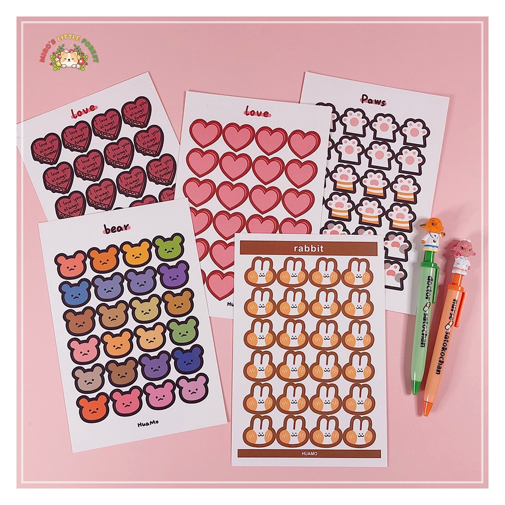 Sticker gấu mèo MIAO'S LITTLE FOREST hình dán gấu mèo đơn giản giá rẻ trang trí sổ tay bullet journal MST202