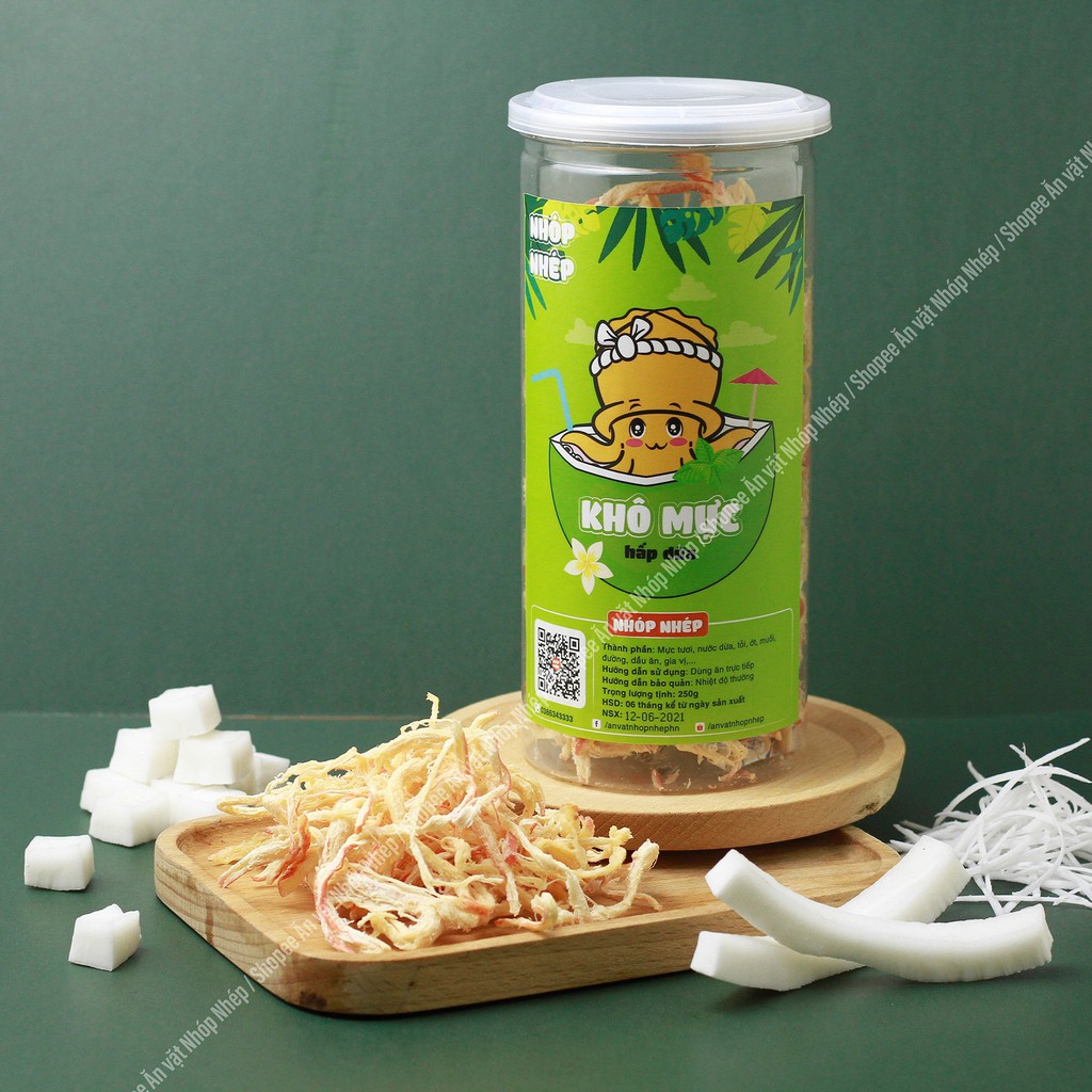 Khô mực hấp dừa xé sợi Nhóp Nhép 250g , ăn vặt Hà Nội vừa ngon vừa rẻ | BigBuy360 - bigbuy360.vn