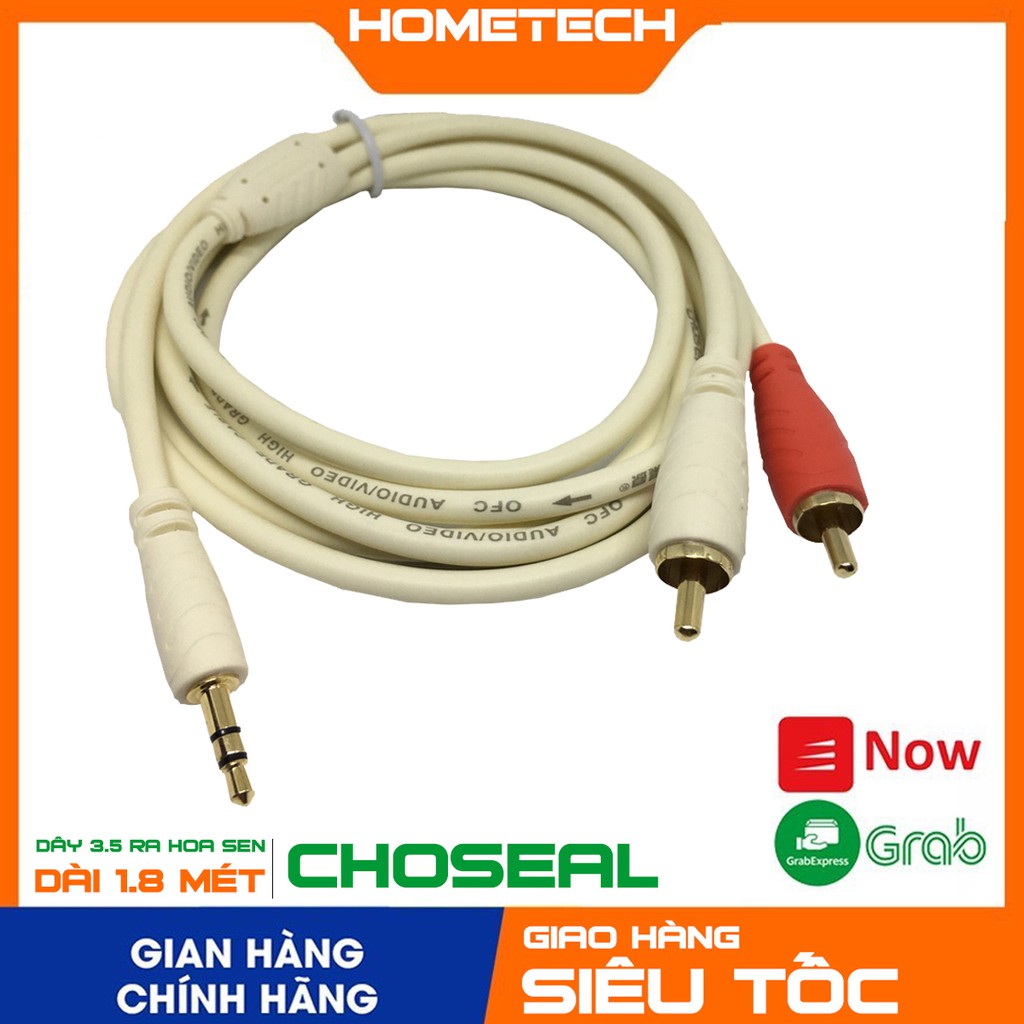 Cáp 3.5 ra 2 đầu hoa sen cao cấp CHOSEAL 1.8 mét