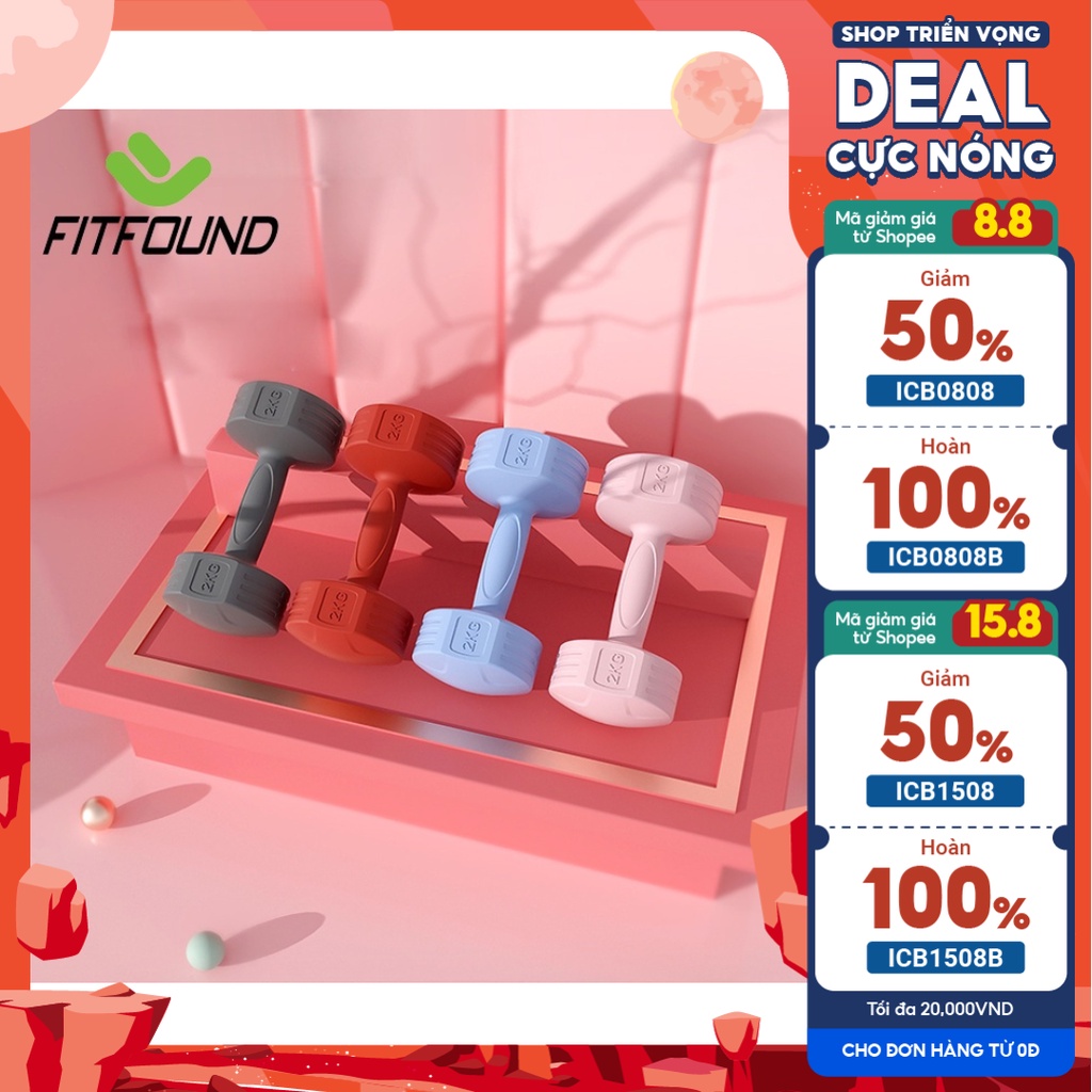 Tạ Cầm Tay Nữ Dumbbells Loại 1 - 1.5 - 2 -3 - 4 - 5Kg Tập Gym Yoga Pilates Thể Dục Tại Nhà FITFOUND