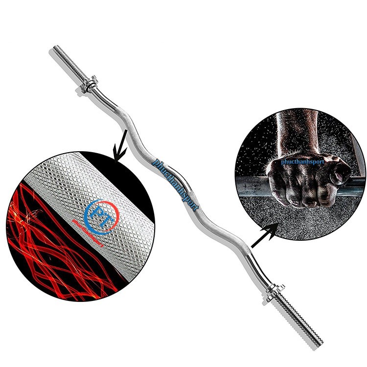 Đòn cong  đòn tập tạ đòn gắn tạ đòn tập squats đòn tập ngực đòn tập vai Reefit dài 1m2 xi mạ Inox