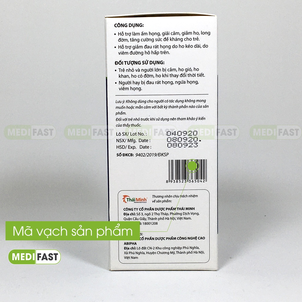 Siro Heviho - Giúp giảm ho, bổ phổi, bổ phế, long đờm ở trẻ - từ thảo dược thiên nhiên - Chai 100ml mua 6 tặng 1