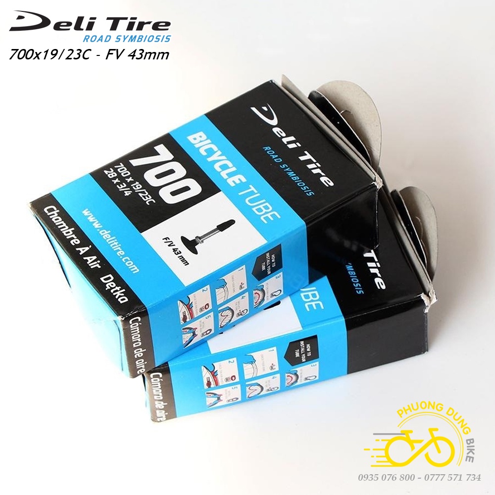 Ruột  xe đạp Deli Tire 700x19-23C 43mm VAN PHÁP - VAN XE ĐẠP