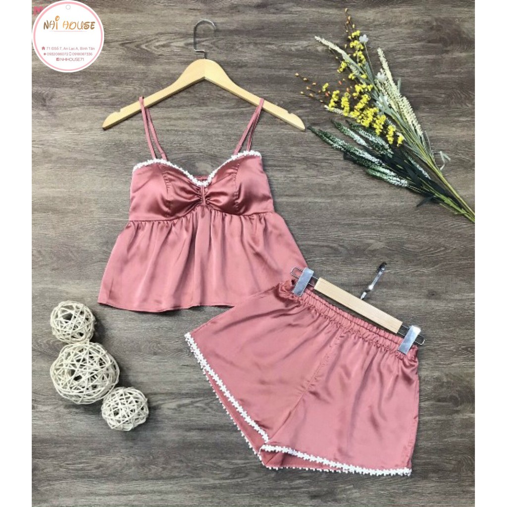 [FREESHIP 50K] Đồ Bộ Mặc Nhà Nhistore Áo 2 Dây Cúp Ngực Quần Ngắn Lụa Cao Cấp Freesize Dưới 57kg | BigBuy360 - bigbuy360.vn