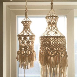 Macrame Lá - Đèn chùm macrame trang trí - Macrame Lá