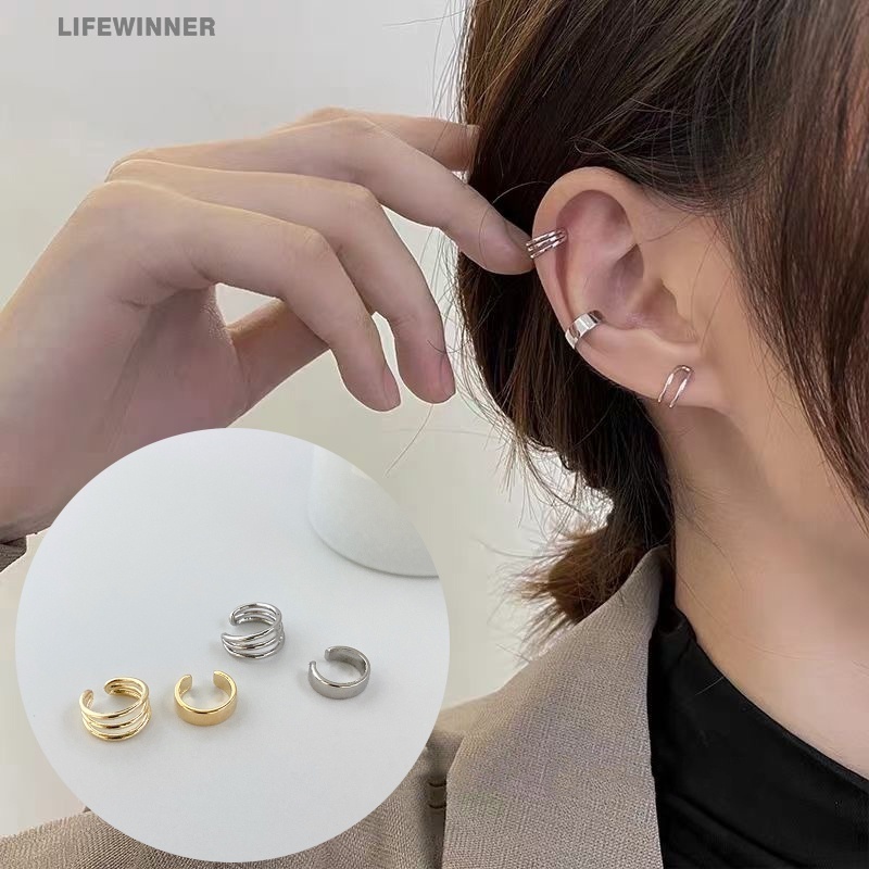 Set 2 khuyên tai tròn màu vàng đơn giản thời trang cho nữ