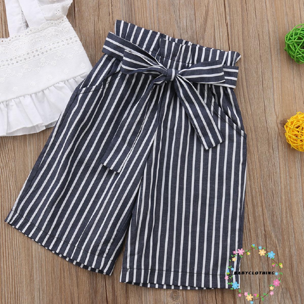 ღWSVღ2pcs Kids Baby Girls Outfits Casual T-shirt Tops Long Bowknot Pants Clothes Set
