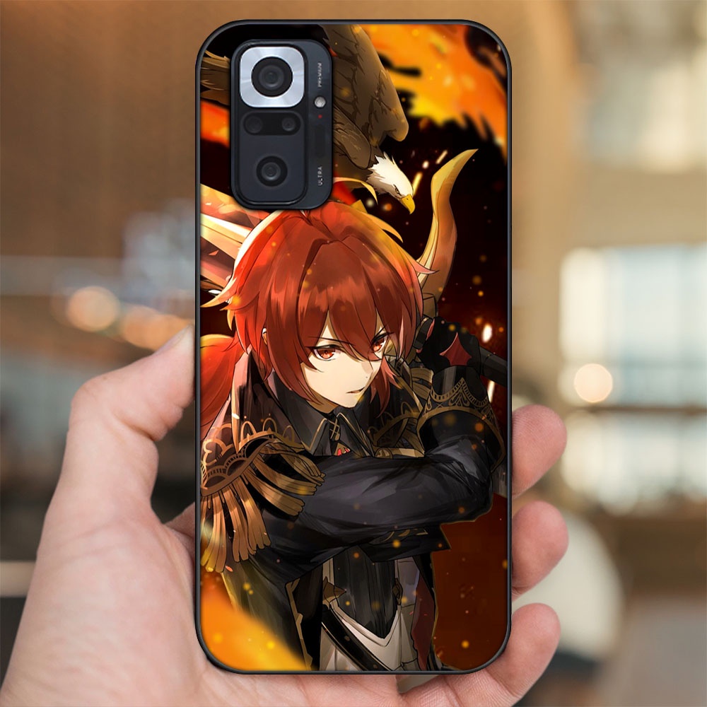 Ốp lưng Xiaomi Redmi Note 10 Pro viền đen in hình Diluc Genshin Impact