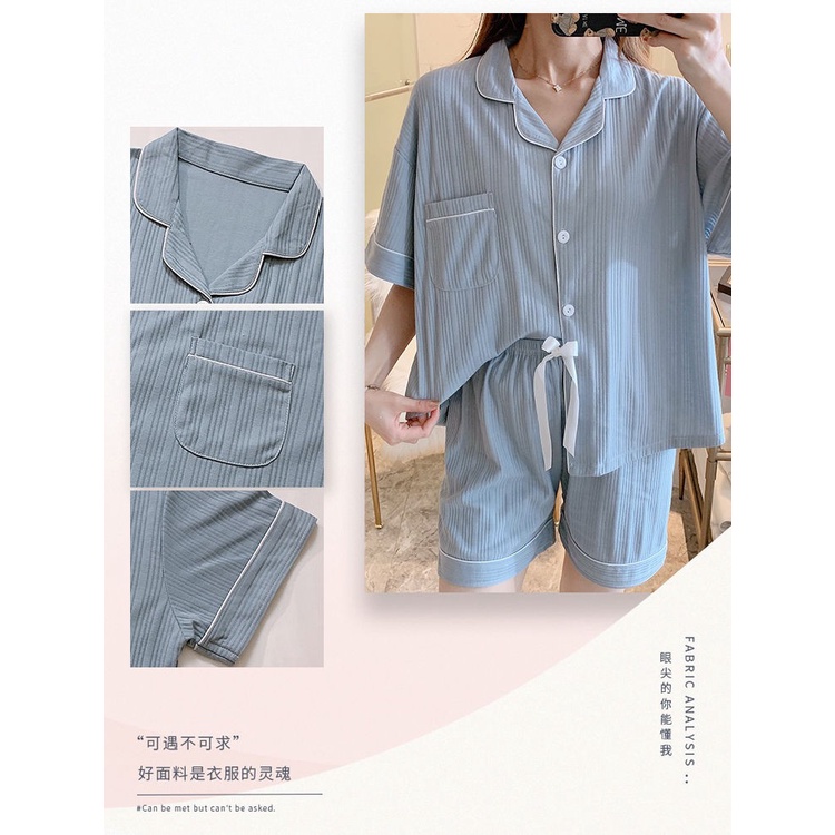 Bộ Đồ Ngủ Ngắn Tay Phong Cách Hàn Quốc Đơn Giản Mới Cho Nữ | BigBuy360 - bigbuy360.vn