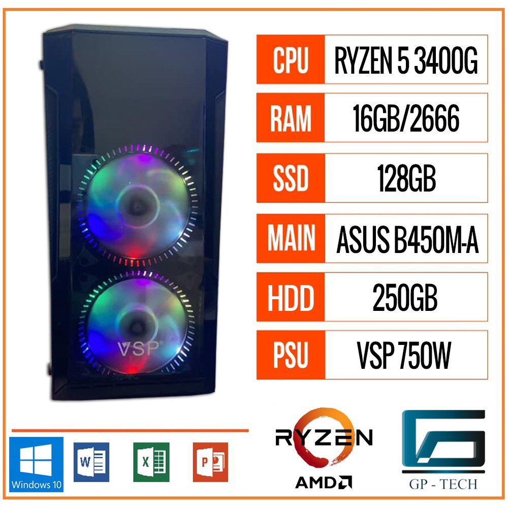 MÁY BỘ VI TÍNH MAIN ASUS B450M-A/CPU AMD RYZEN 5 3400G