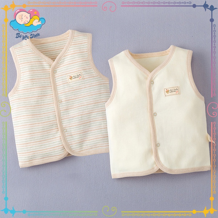 Áo gile cho bé sơ sinh với 2 lớp, giữ ấm cơ thể cho bé chất liệu Cotton (Áo cho bé trai, bé gái)