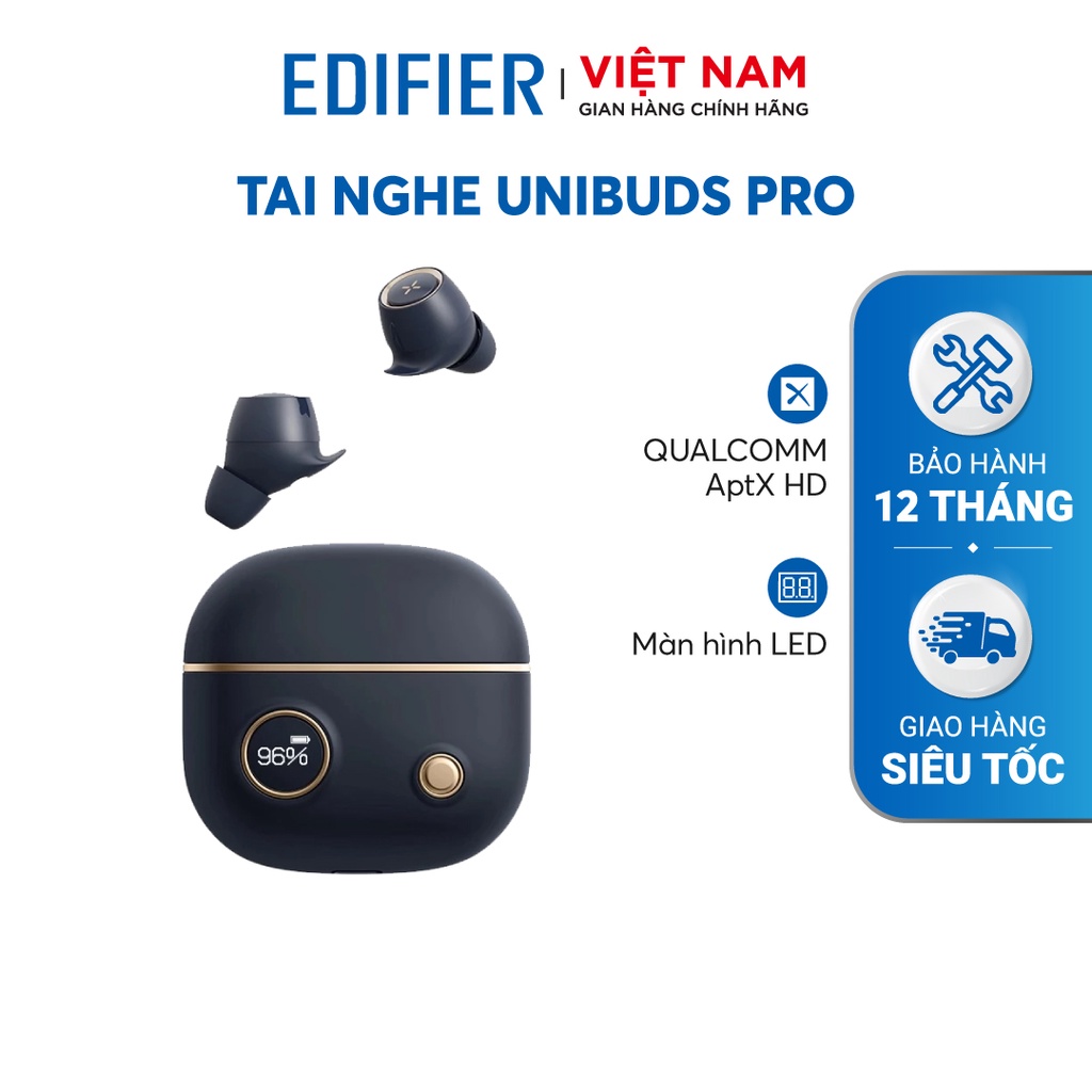 Tai nghe Bluetooth 5.0 EIDIFIER Unibuds Pro Chip aptX, AAC - Thời lượng pin 32h Màn hình LED Chống nước, bụi IP65