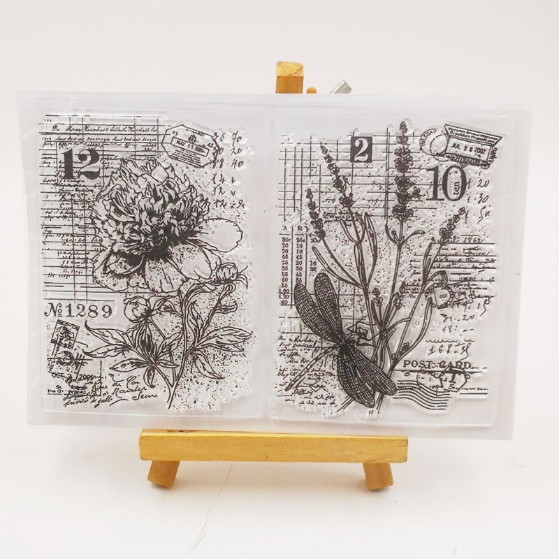 Con Dấu Silicone Trong Suốt Họa Tiết Hoa Vintage Trang Trí Scrapbook