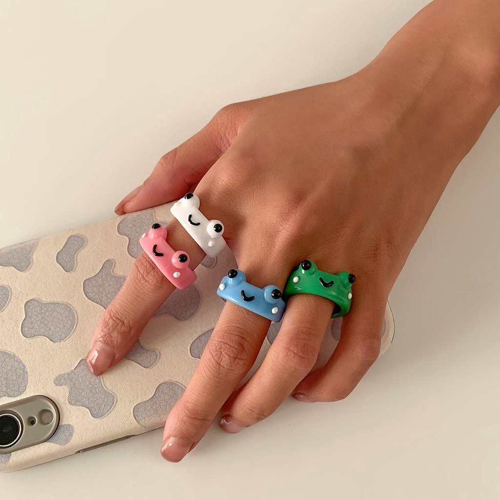 Nhẫn Hình Gà Con Bằng Nhựa Resin Màu Tương Phản Thời Trang Cho Nữ