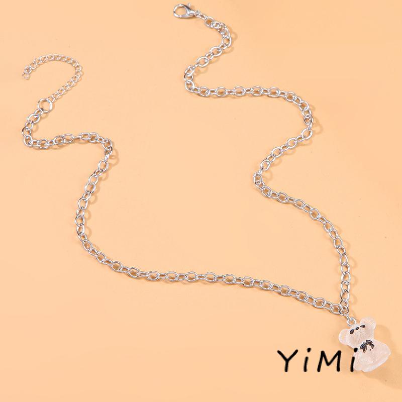 Vòng cổ mặt gấu hoạt hình bằng nhựa trong suốt cho nữ